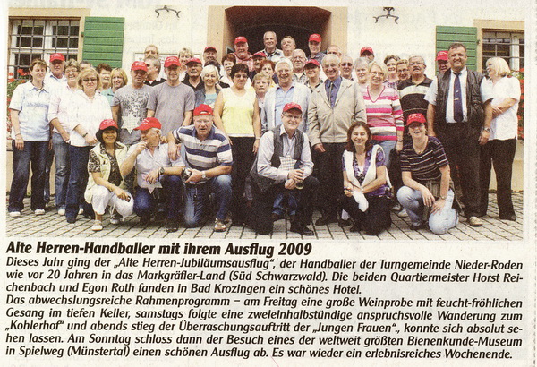 Die Wanderabteilung im BÜRGERBLATT (30.09.2009)